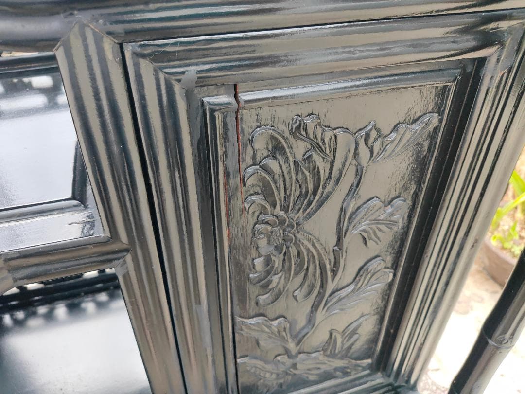 (送料設置込み) 高級茶棚☆飾り棚 ☆茶箪笥☆唐木☆収納棚☆透かし彫り☆無垢