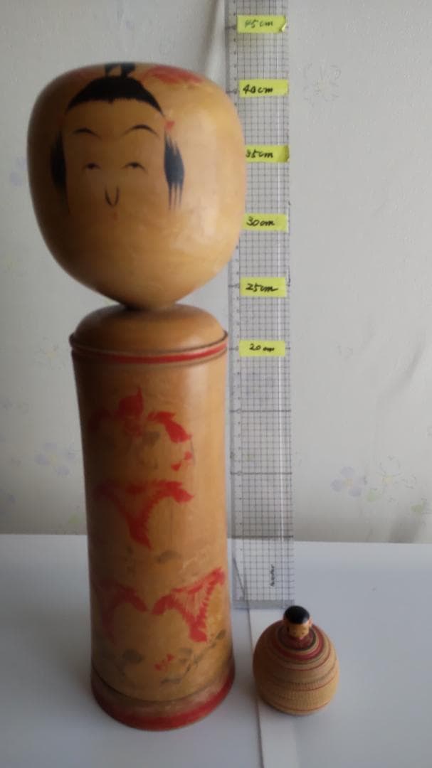 桜井昭二作　伝統的な木製こけし 約40cmとえじこ6ｃｍ
