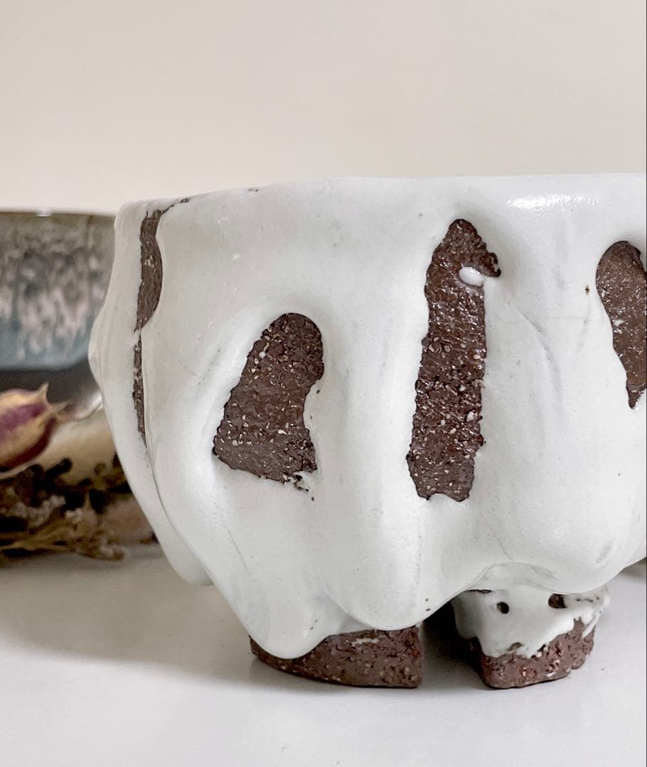 萩焼　山根清玩　鬼萩　割高台　新品　光彩庵　抹茶碗　陶器　作家