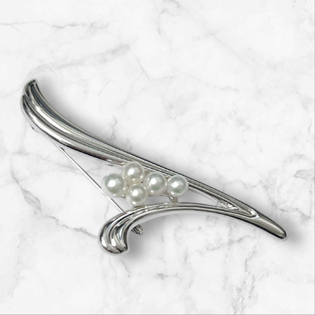 【極美品】MIKIMOTO パールブローチ あこや真珠 刻印あり