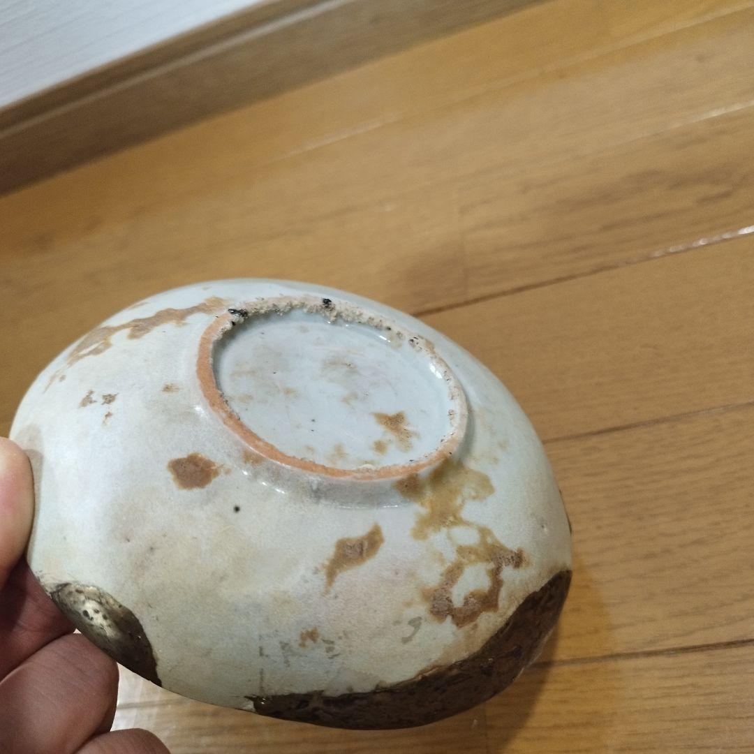 古い発掘品　初期伊万里の龍図　染付皿　直しあり