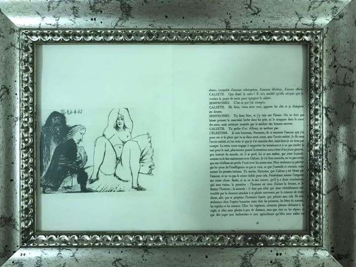 ピカソのスペイン戯曲のエッチングの版画紙へコピー