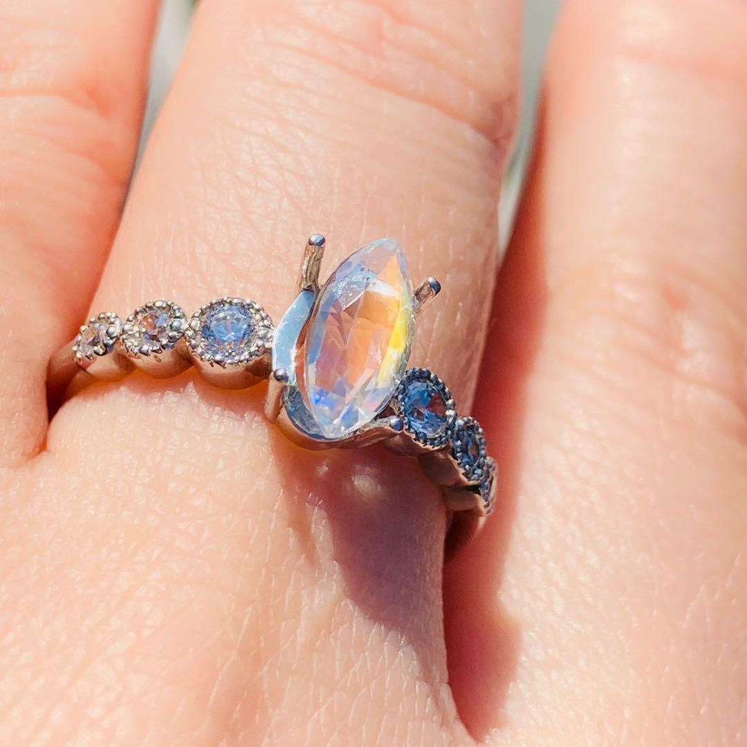 天然石　レインボームーンストーン　天然石リング　ルース　オーダーリング