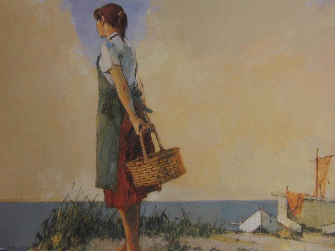 西健吉、【浜】、希少な額装用画集より、新品額装付、状態良好