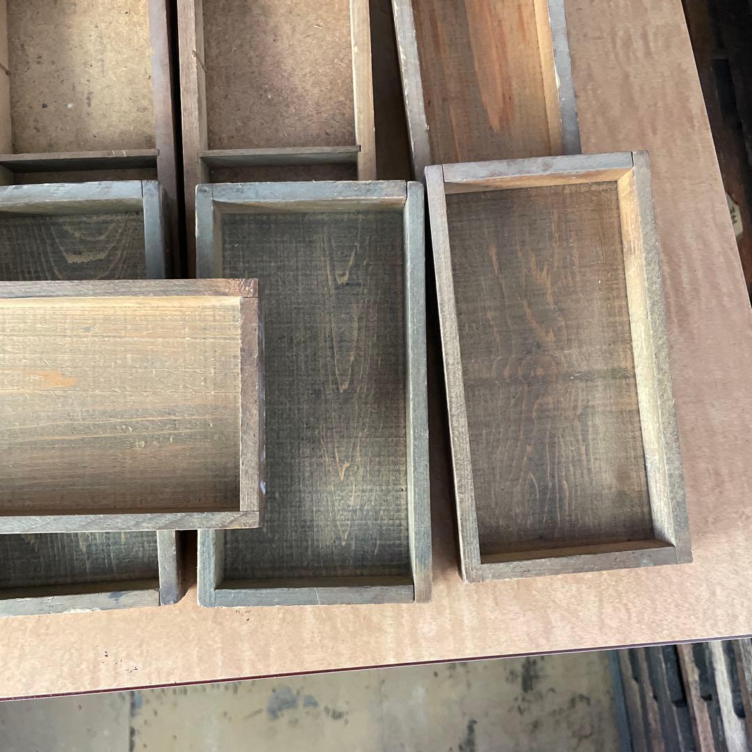 B40-5/活版印刷所で使われていた小箱（文選箱）3種40枚【古道具】