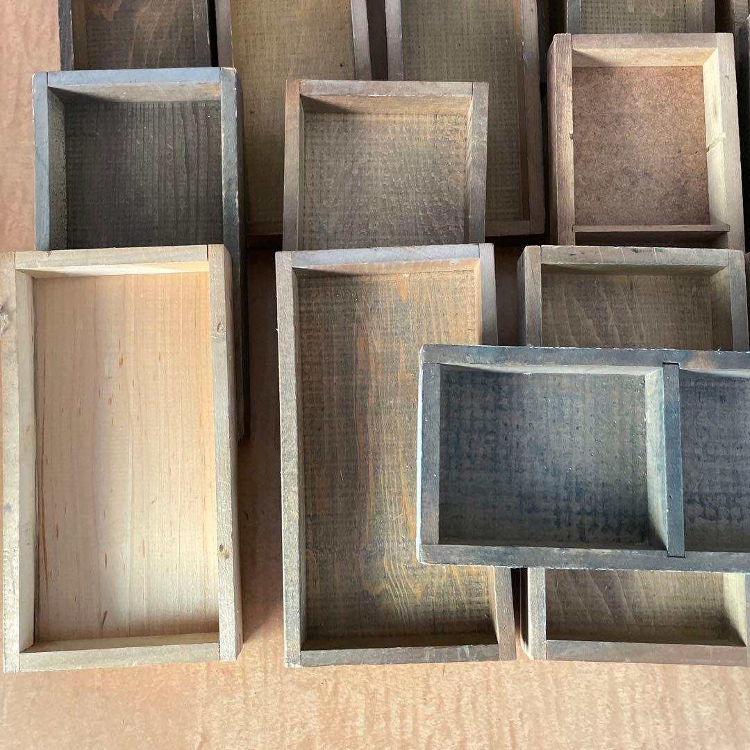 B40-5/活版印刷所で使われていた小箱（文選箱）3種40枚【古道具】