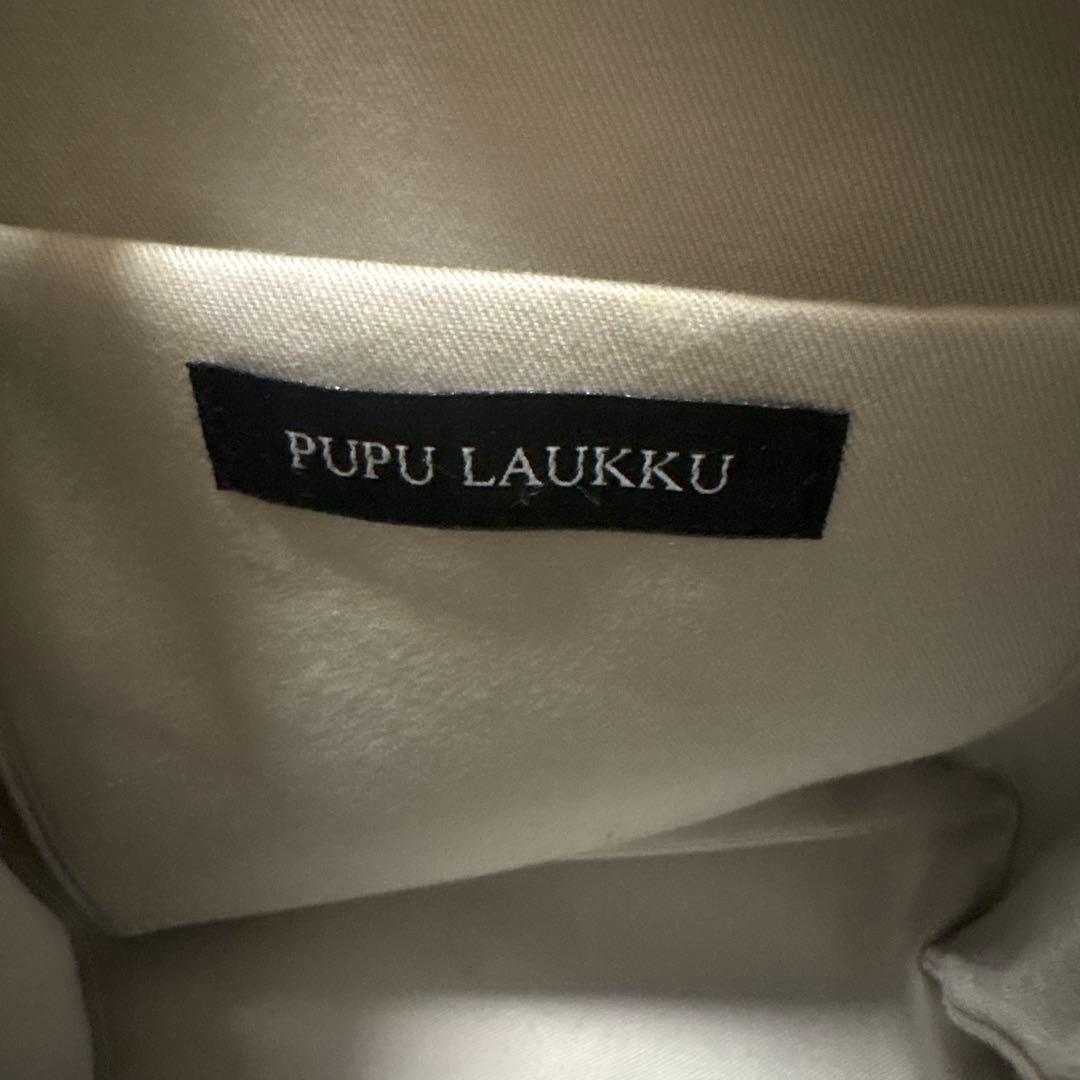 PUPU LAUKKU 金華山巾着　水色とオレンジのマグノリア　花柄巾着バック