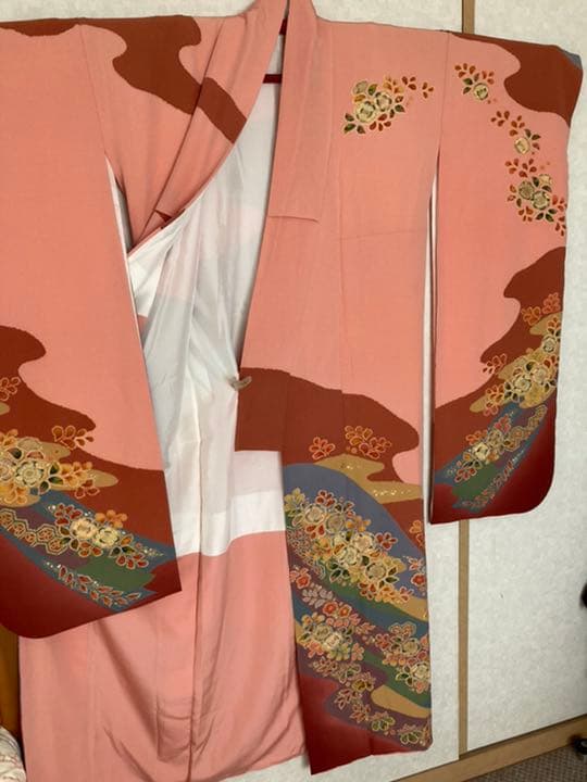 【冬SALE】着物◎振袖 袷 辻が花 十日町染匠 桐屋翠山工房 落款 暈し染