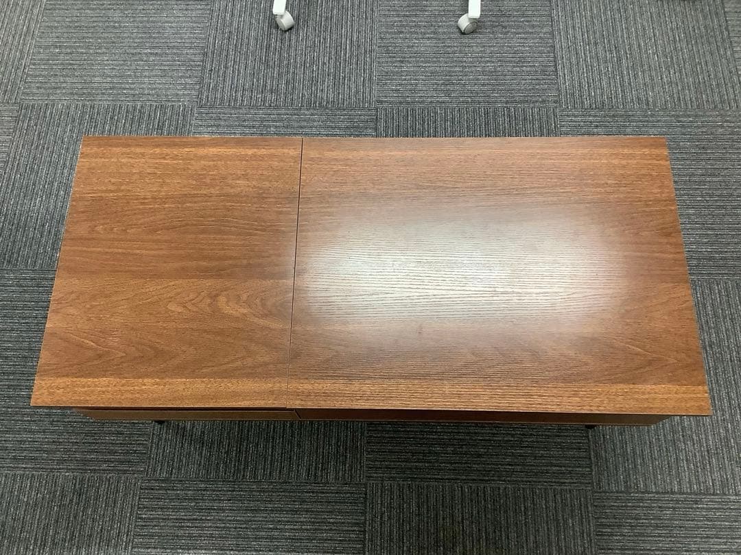 木製昇降テーブル デスクとテーブルの2way 引き出し+スライド収納付き