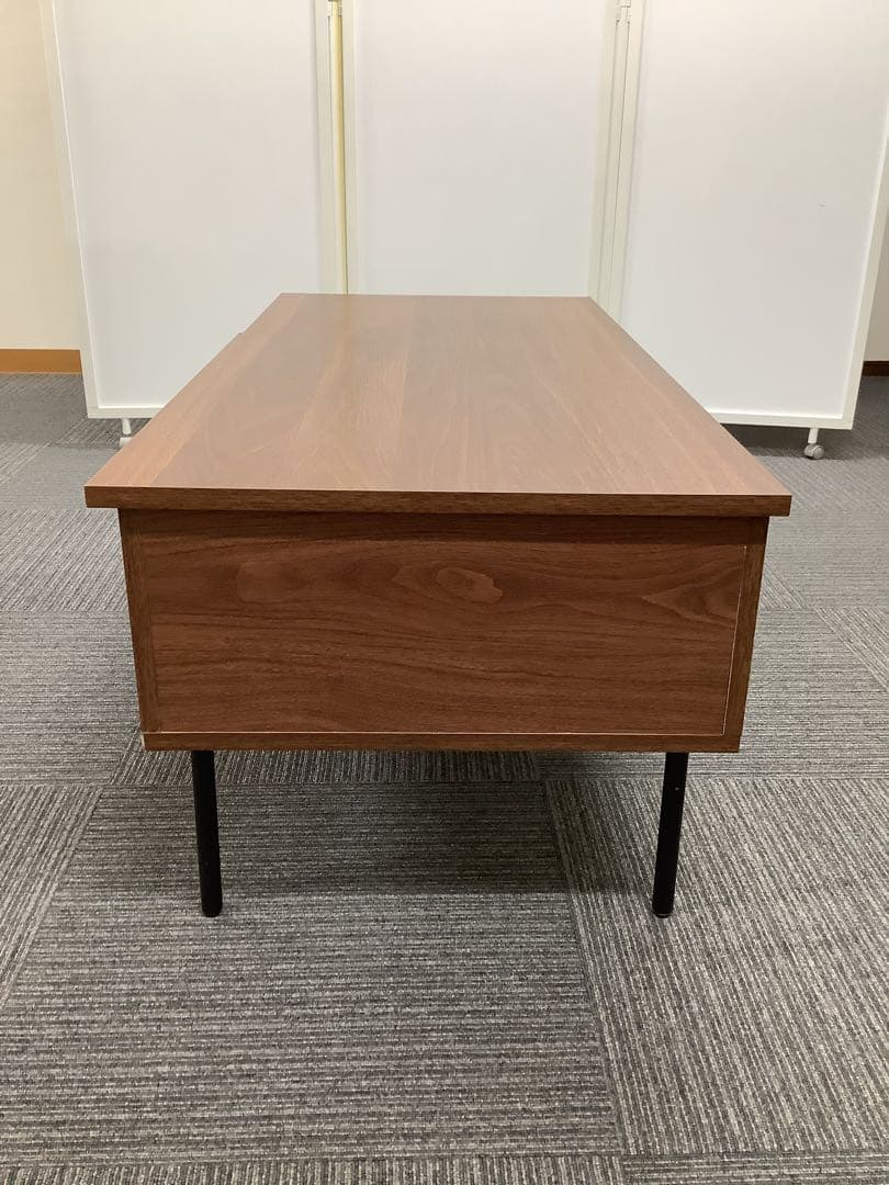 木製昇降テーブル デスクとテーブルの2way 引き出し+スライド収納付き