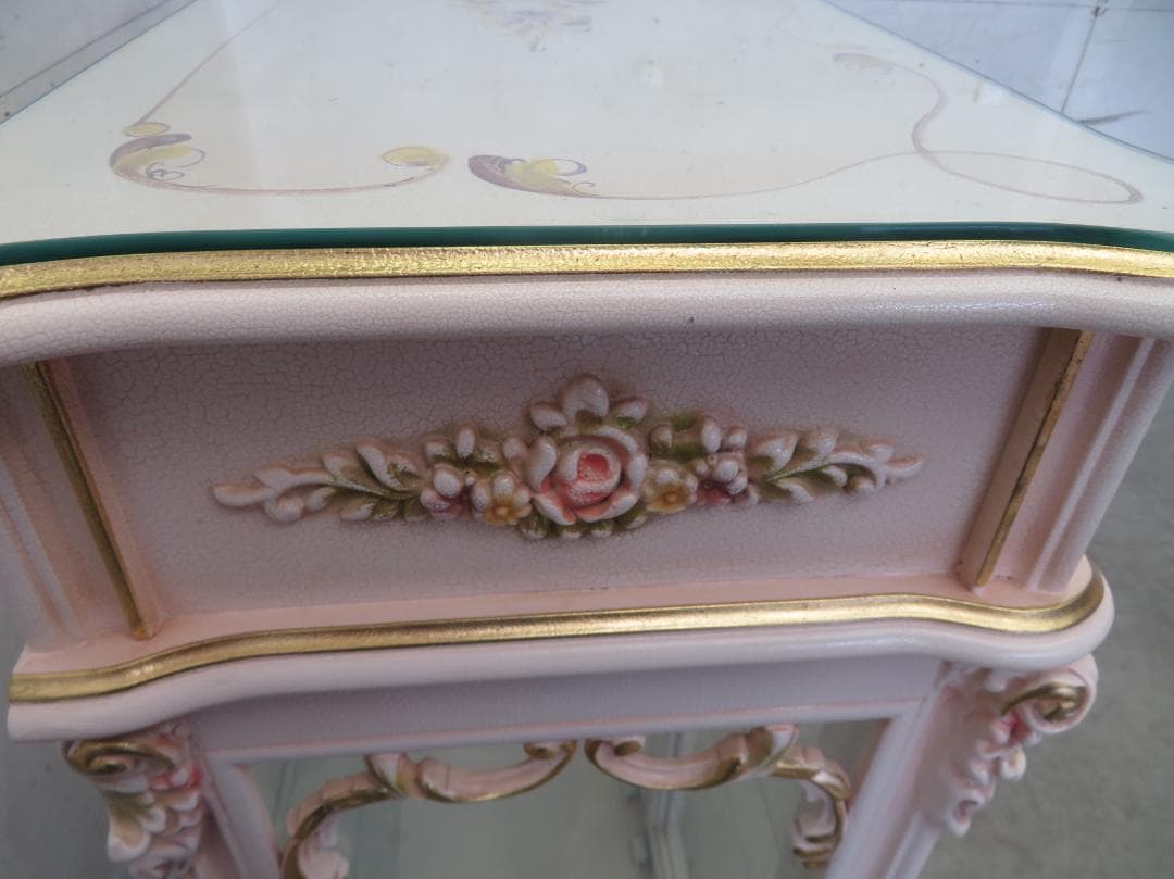 美品■ロココ■姫家具■花柄■ガラスキャビネット■ディスプレイケース■飾り棚■