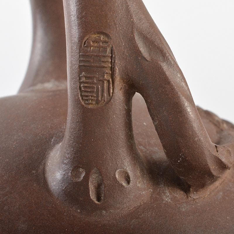 中国　紫砂　朱泥　貼梅文　急須　茶壷　在銘　M　R6224