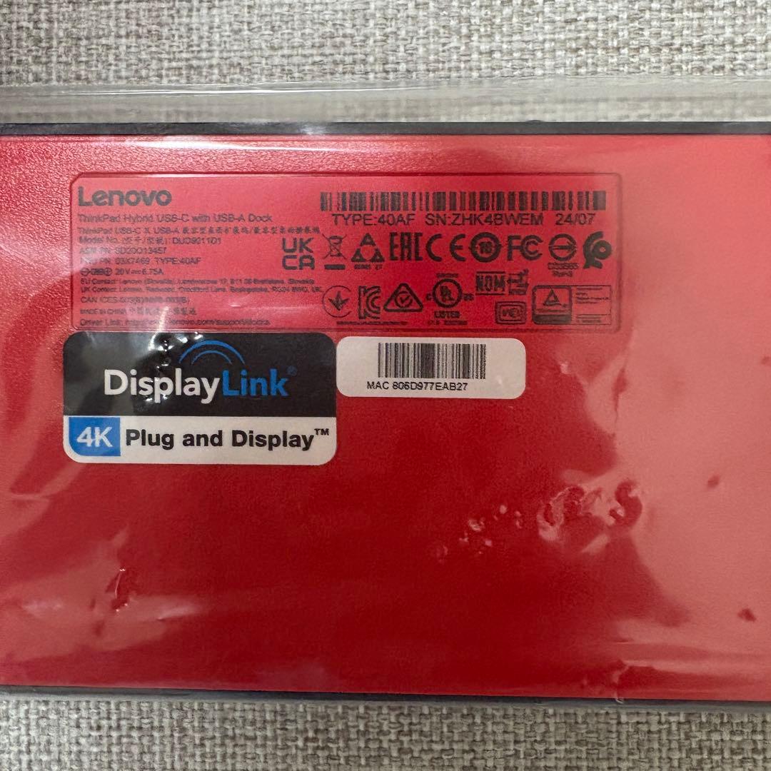 その他 Lenovo ThinkPad Hybrid USB-C Dock 40AF