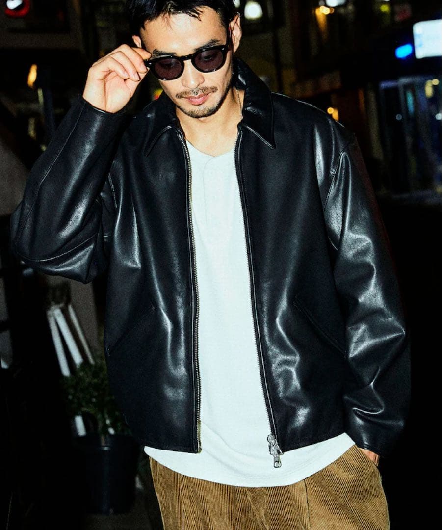 最終値下げ Calf Leather ミニマル シングル ライダースジャケット