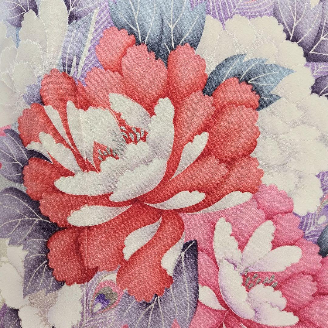 振袖フルセット(9点)・成人式・くすみ・グレー・ピンク・銀彩加工・胴裏正絹・逸品