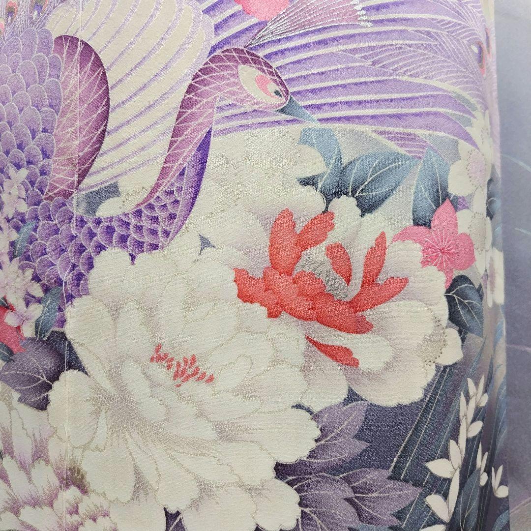 振袖フルセット(9点)・成人式・くすみ・グレー・ピンク・銀彩加工・胴裏正絹・逸品