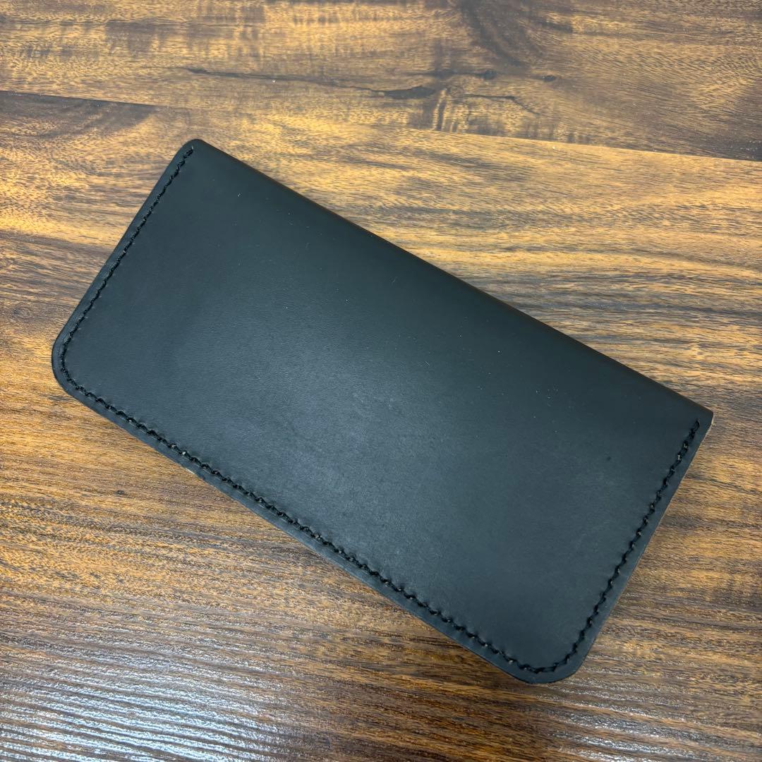 トラッカーウォレット　黒　茶心　3層　小寺製革所