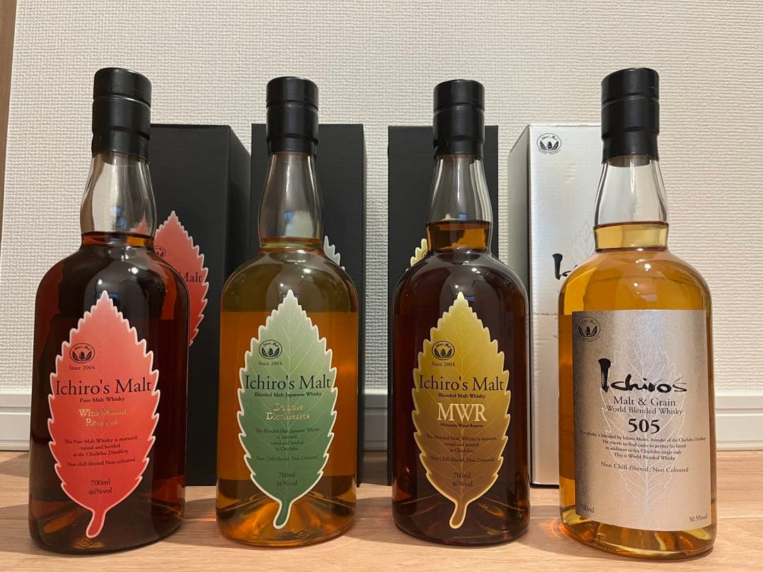 イチローズモルト計4本、ダブルディスティラリーズ、505、ミズナラ、ワインウッド