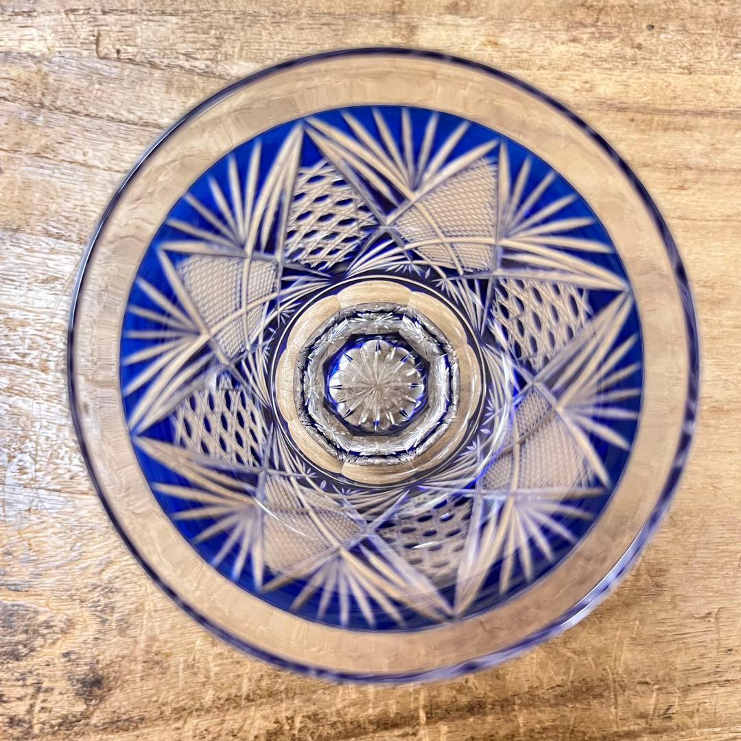 アンティーク 菱宝切子 薩摩切子 グラス カメイガラス 共箱付き