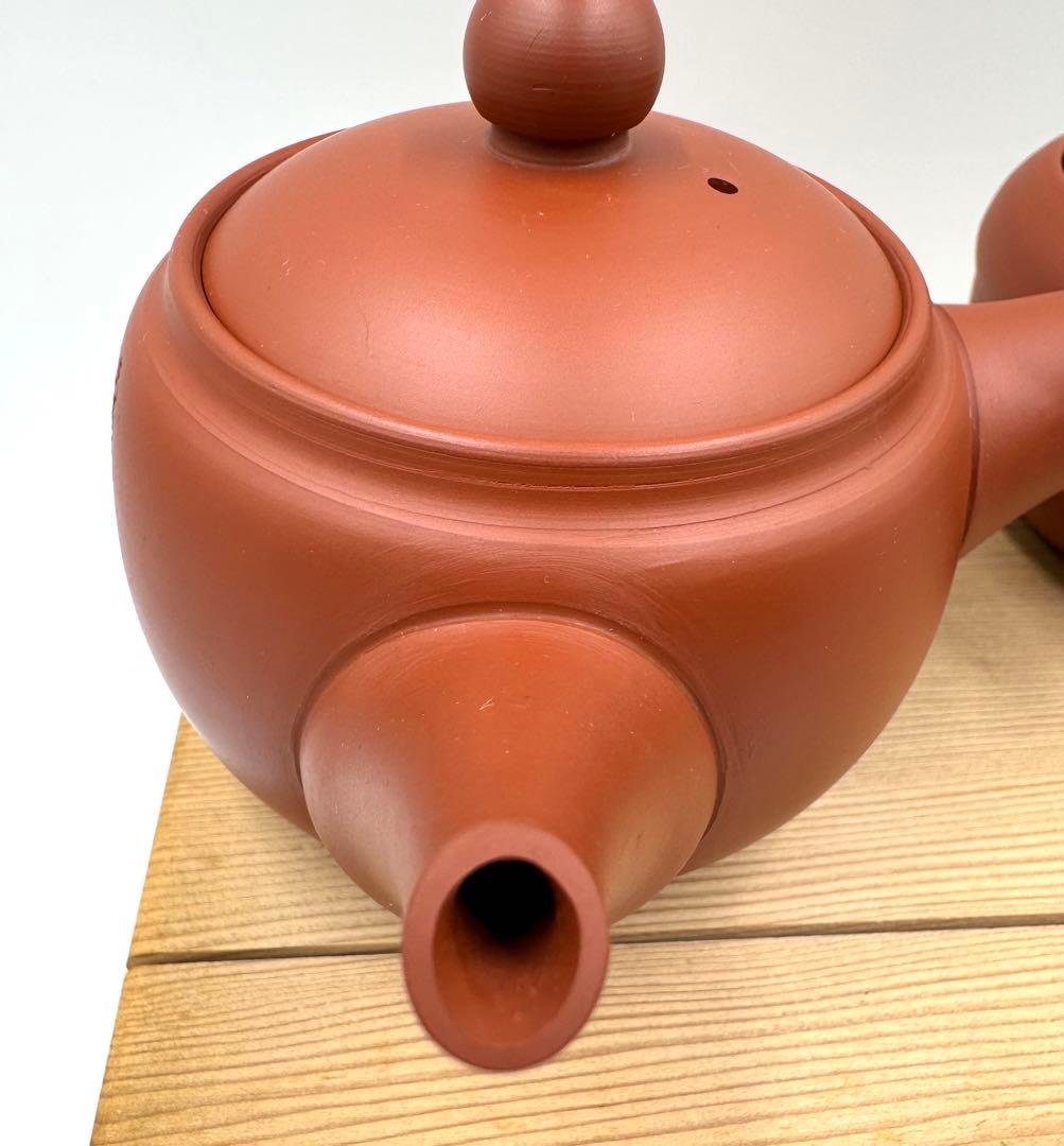 051常滑焼　清水源二　北條　朱泥茶器7点セット　新品未使用品　木箱　共布