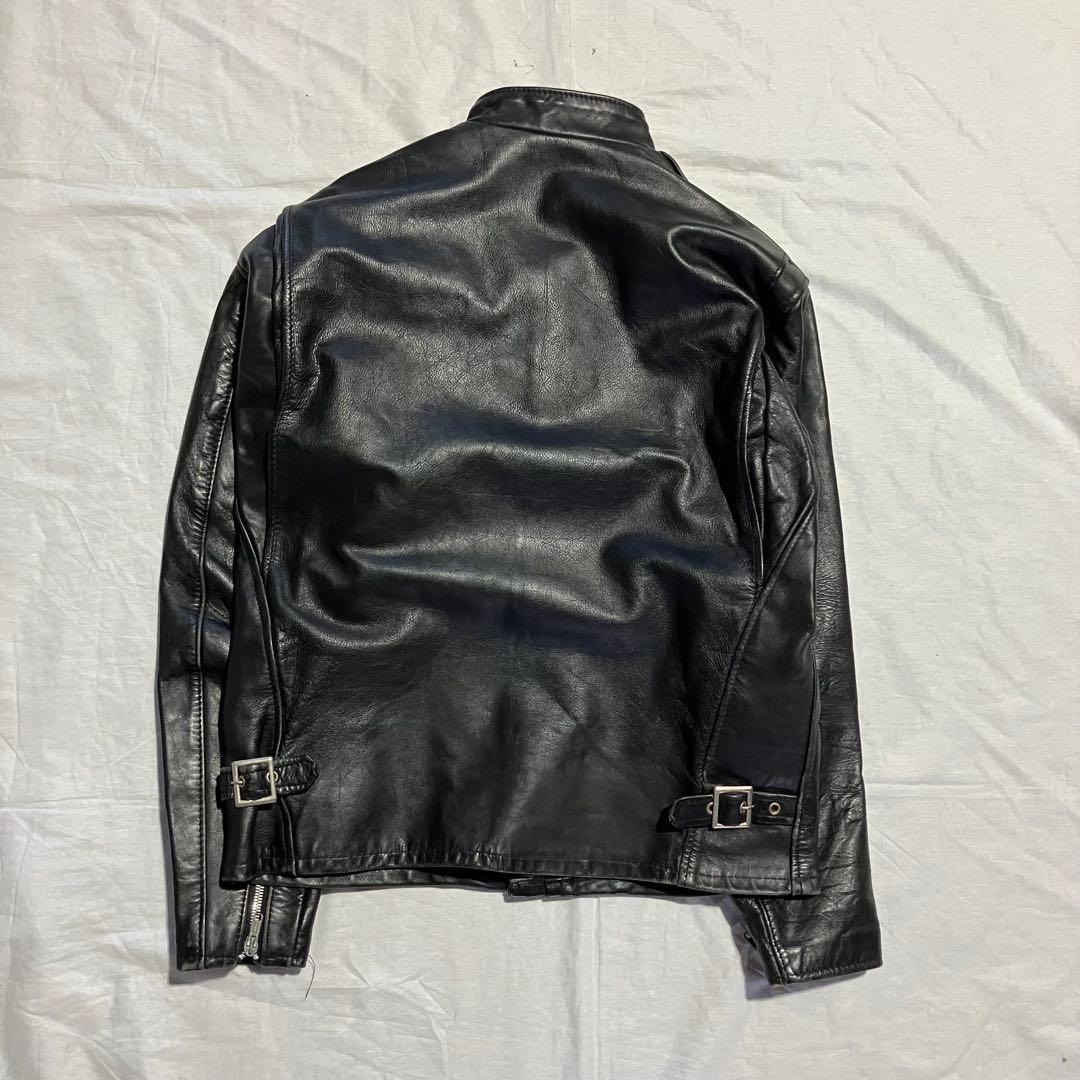 Schott スタンドカラー シングルライダースジャケット ブラック レザー