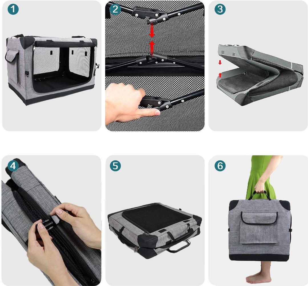 持ち手付き 折りたたみ簡単 犬猫兼用 ハウス ペットキャリ