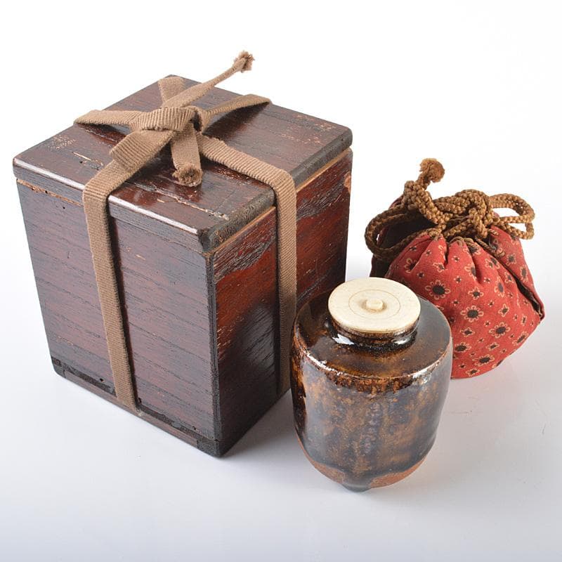 茶道具　瀬戸焼　肩衝茶入　仕覆付　時代箱　V　R6294