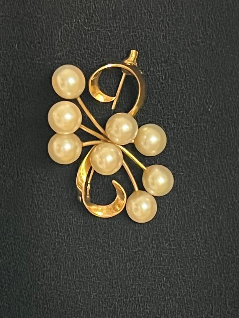 K14 レトロ　真珠　ブローチ