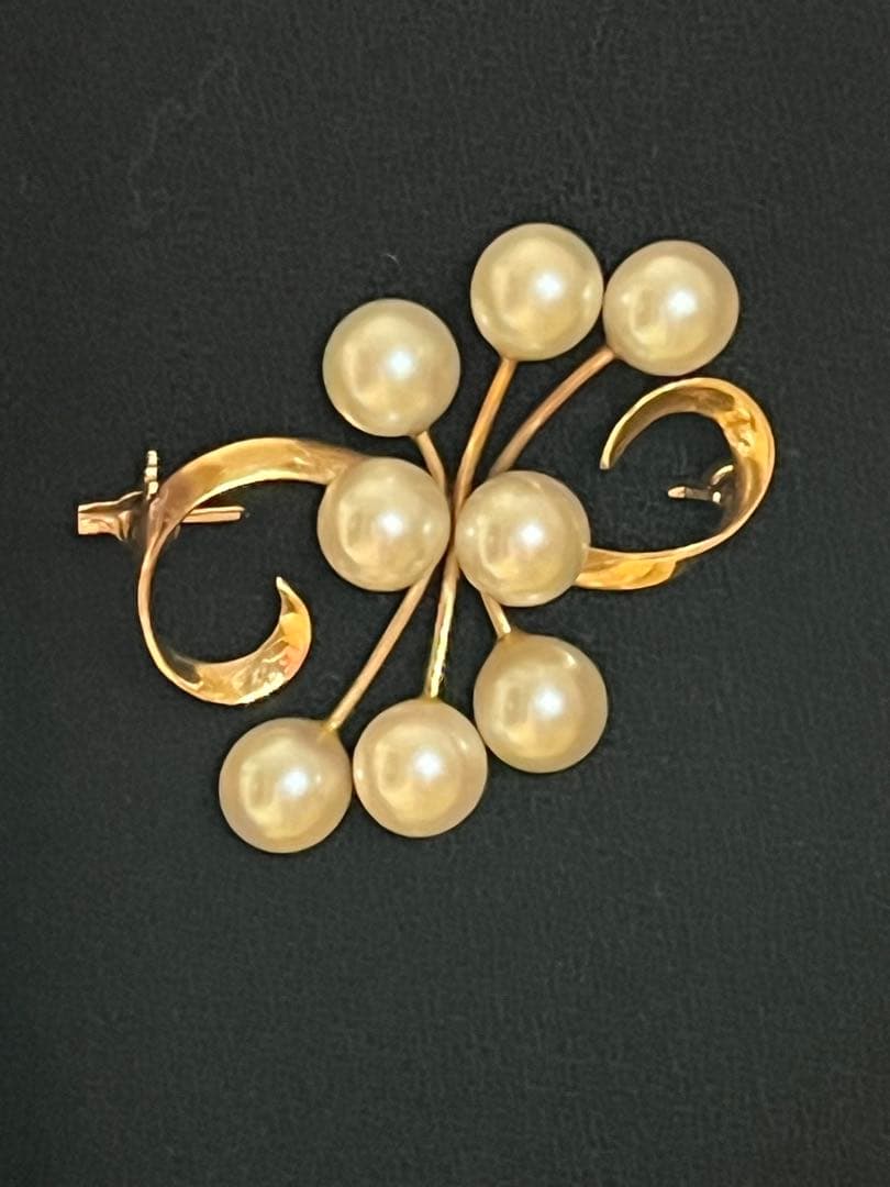 K14 レトロ　真珠　ブローチ