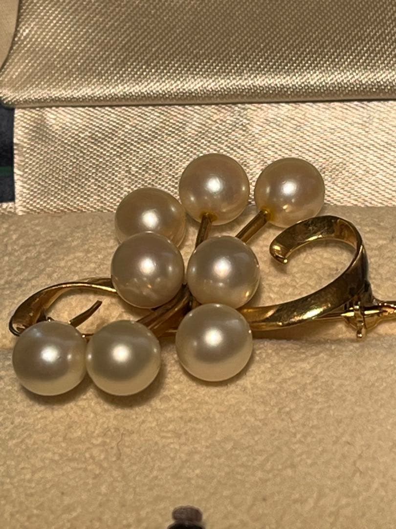 K14 レトロ　真珠　ブローチ