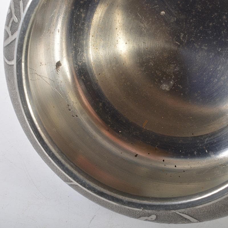 煎茶道具　 間村自造　錫製　文字文　茶こぼし　約269g　V　R7017