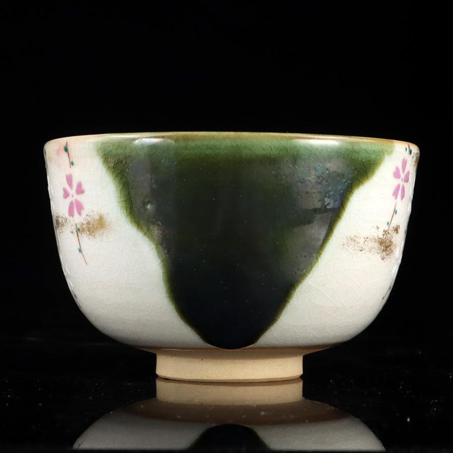 Y2394-1 茶道具 上山善峰作 梅織部釉茶碗 共箱　LLL
