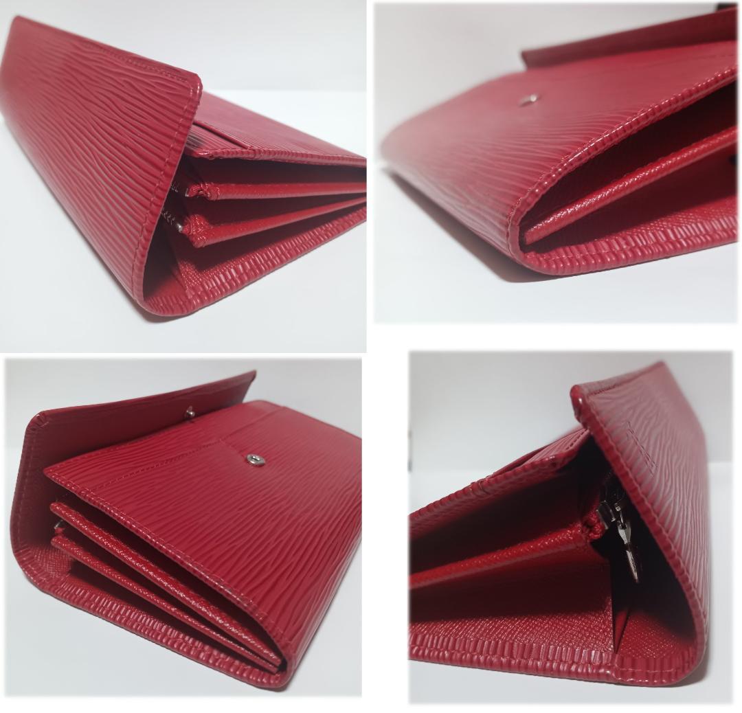 【ルイ・ヴィトン 長財布】エピレザー ポルトフォイユ サラ 赤 中古