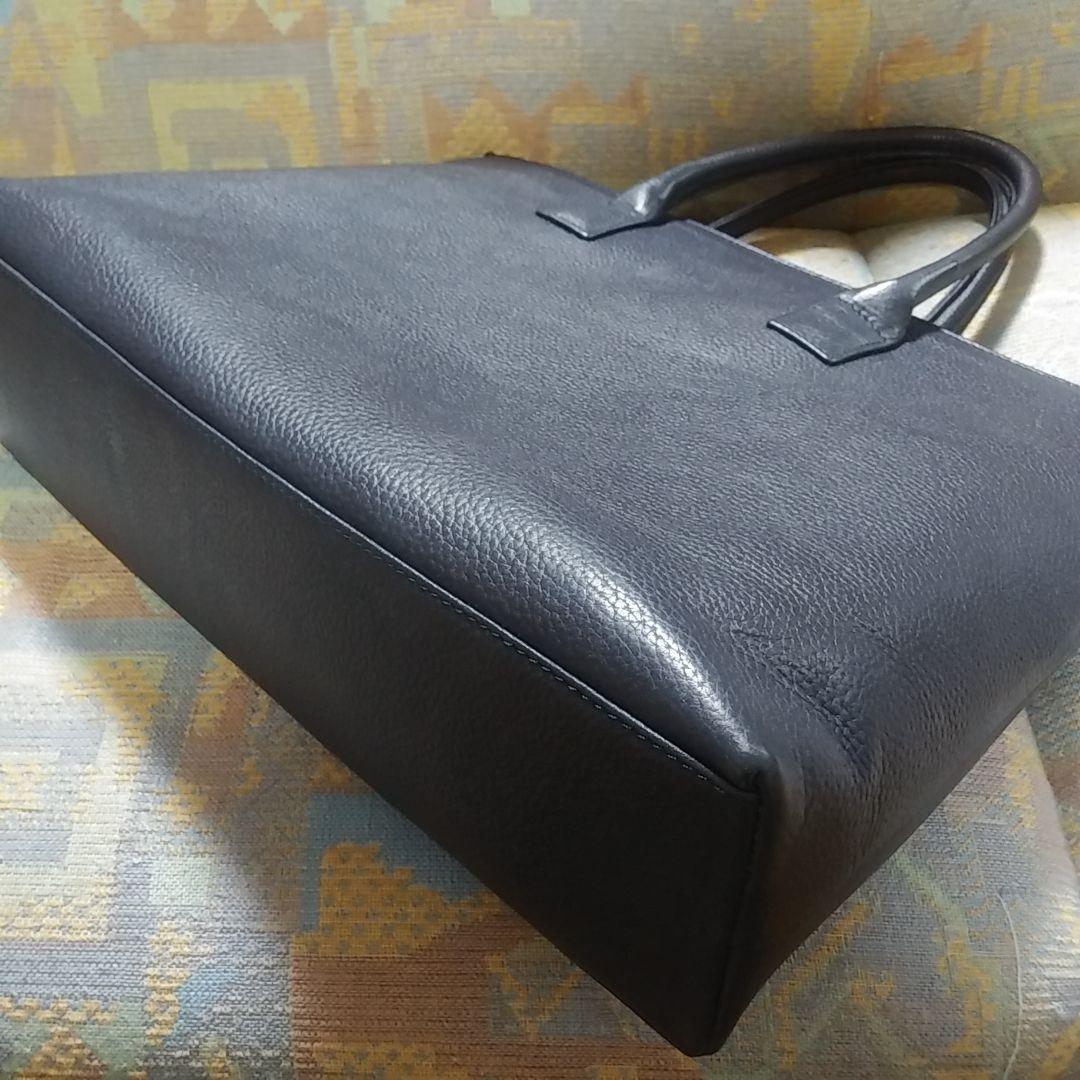 美品 HushTug ビジネスバッグ ネイビー モンゴルレザー