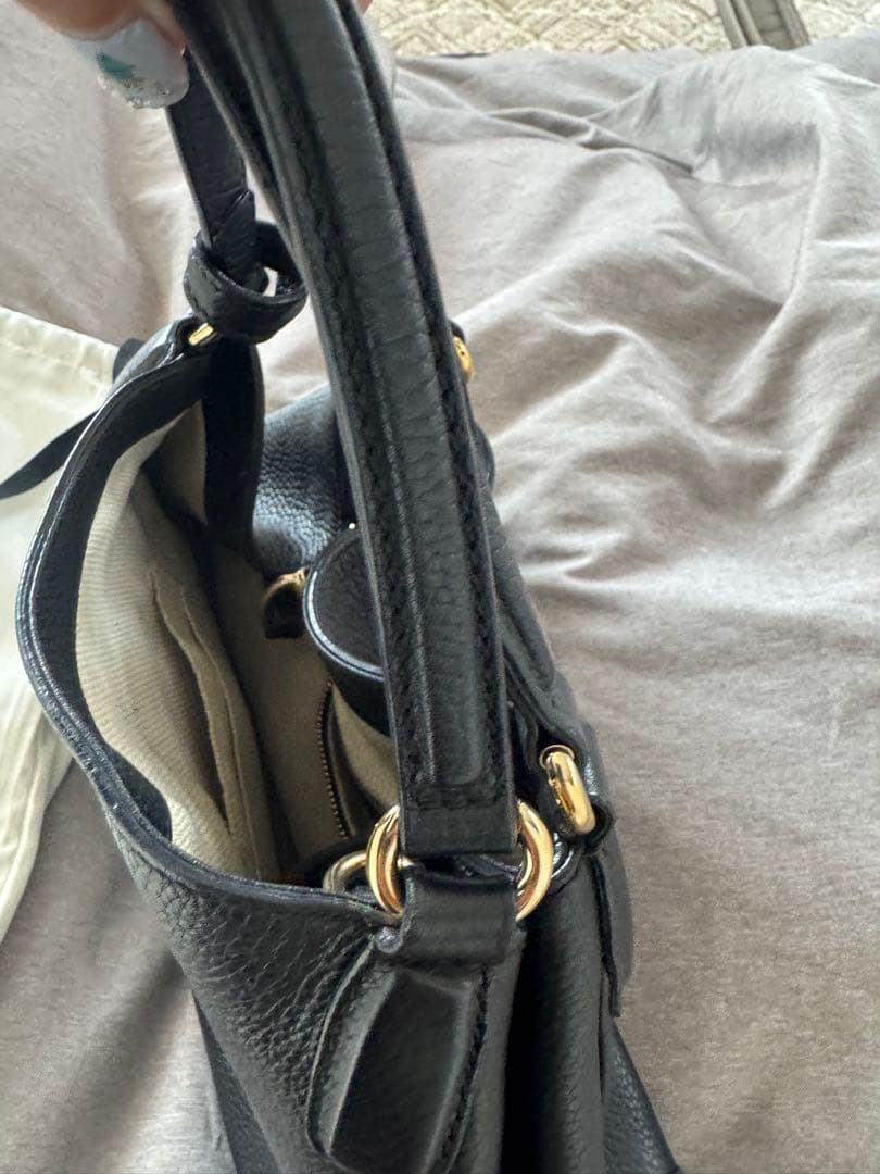 Gucci 黒 レザー ハンドバッグ 保存袋付き