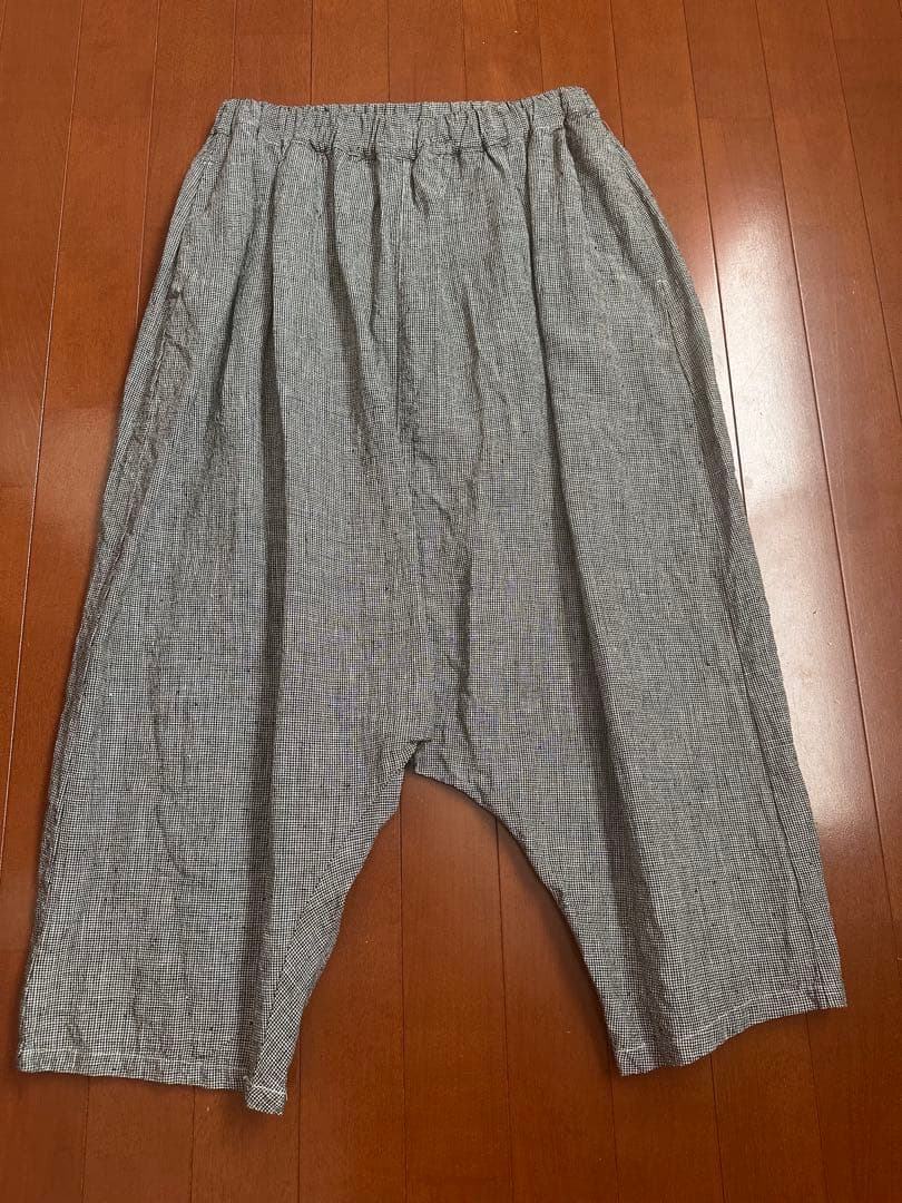 ネストローブ nest Robe リネン千鳥格子サルエルパンツ