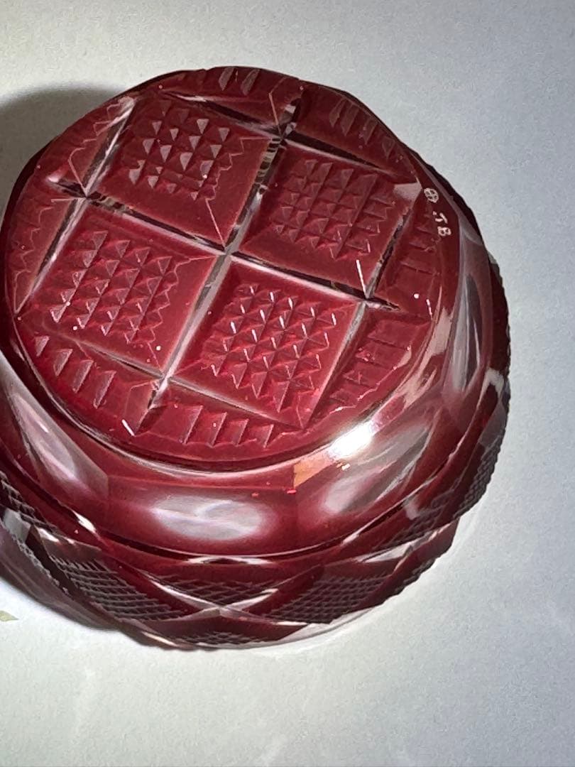 薩摩切子　復元島津　色被せ　赤　ミニ猪口 N0007