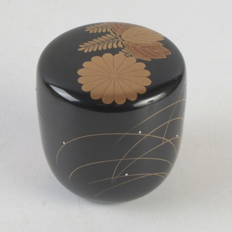 茶道具　呉藤童甫作　菊桐秋草蒔絵　大棗　堀内宗完(兼中斎)極め箱　V　9702