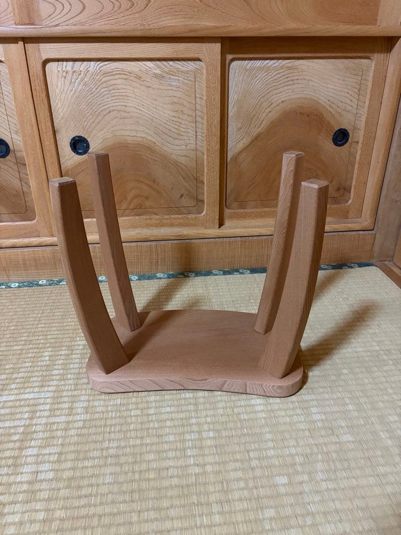 1331建具屋58年のおじいさんの手作り木製サイドテーブル、イス、スツール