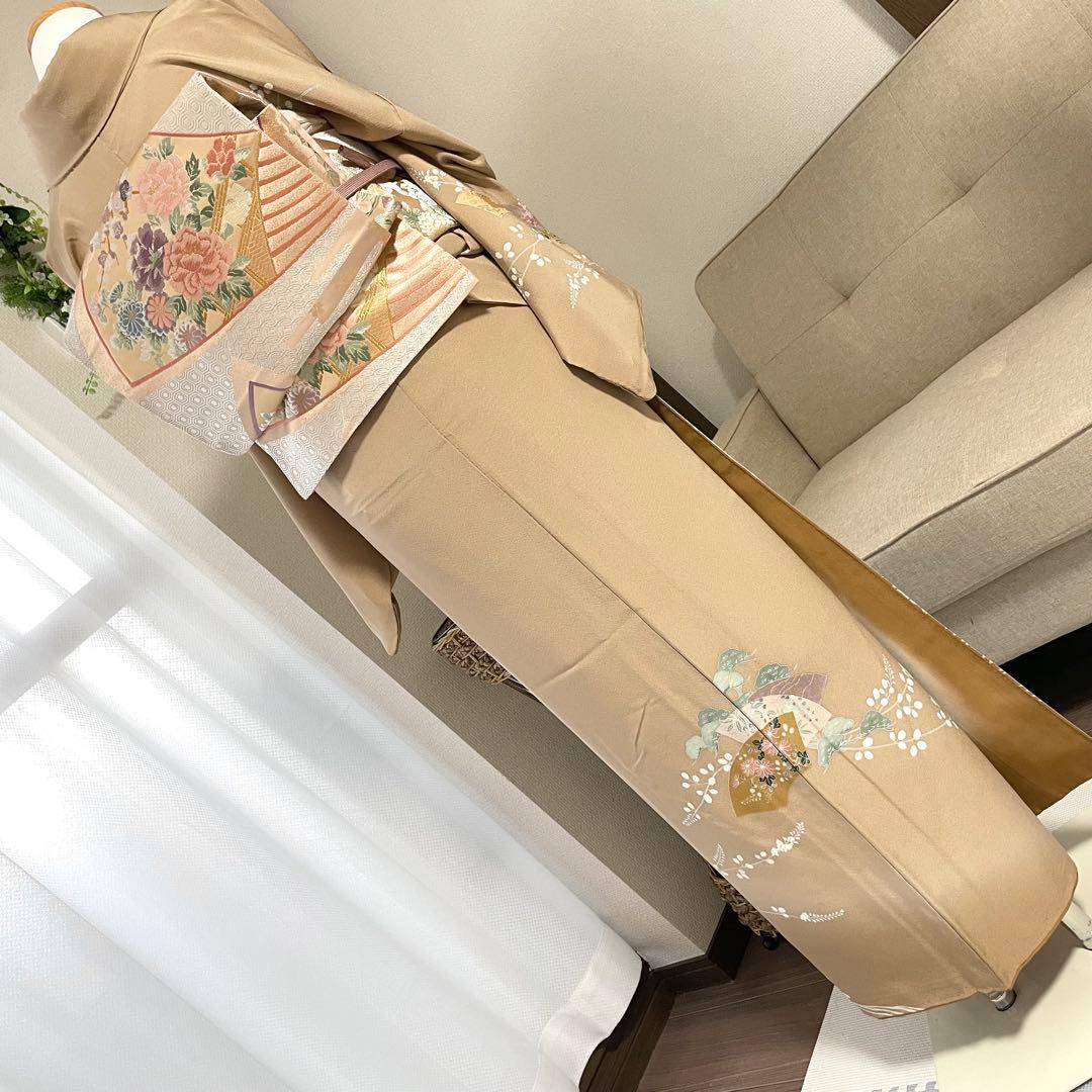 ベージュ 友禅 4点 フルセット 訪問着 入学式 卒業式 入園式 春 秋 冬