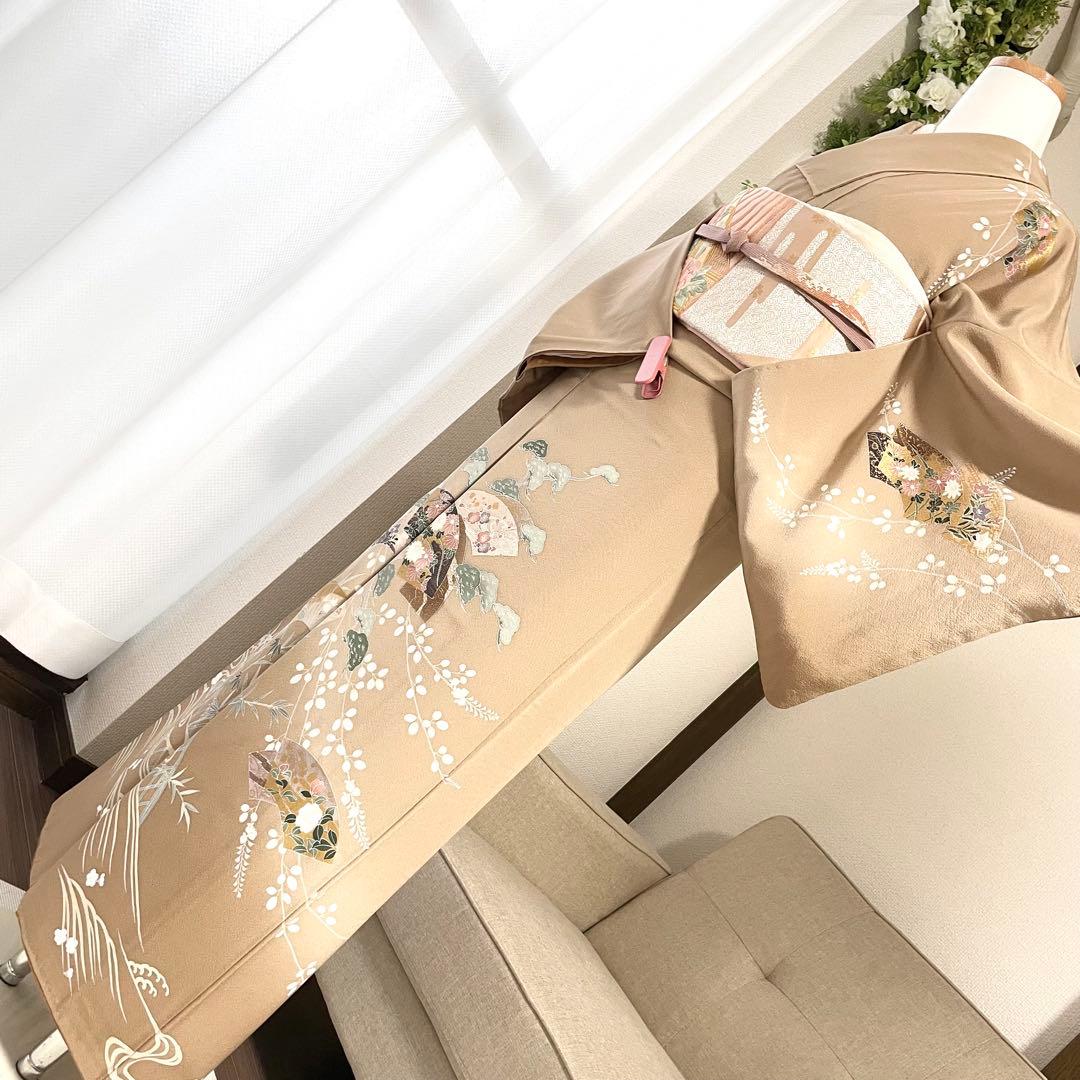 ベージュ 友禅 4点 フルセット 訪問着 入学式 卒業式 入園式 春 秋 冬