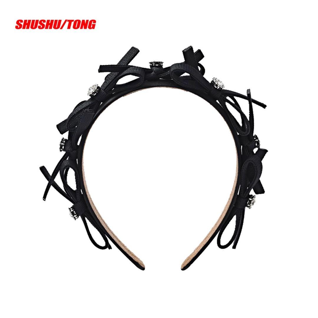 shushutong リボン　カチューシャ　ヘアバンド　ブラック