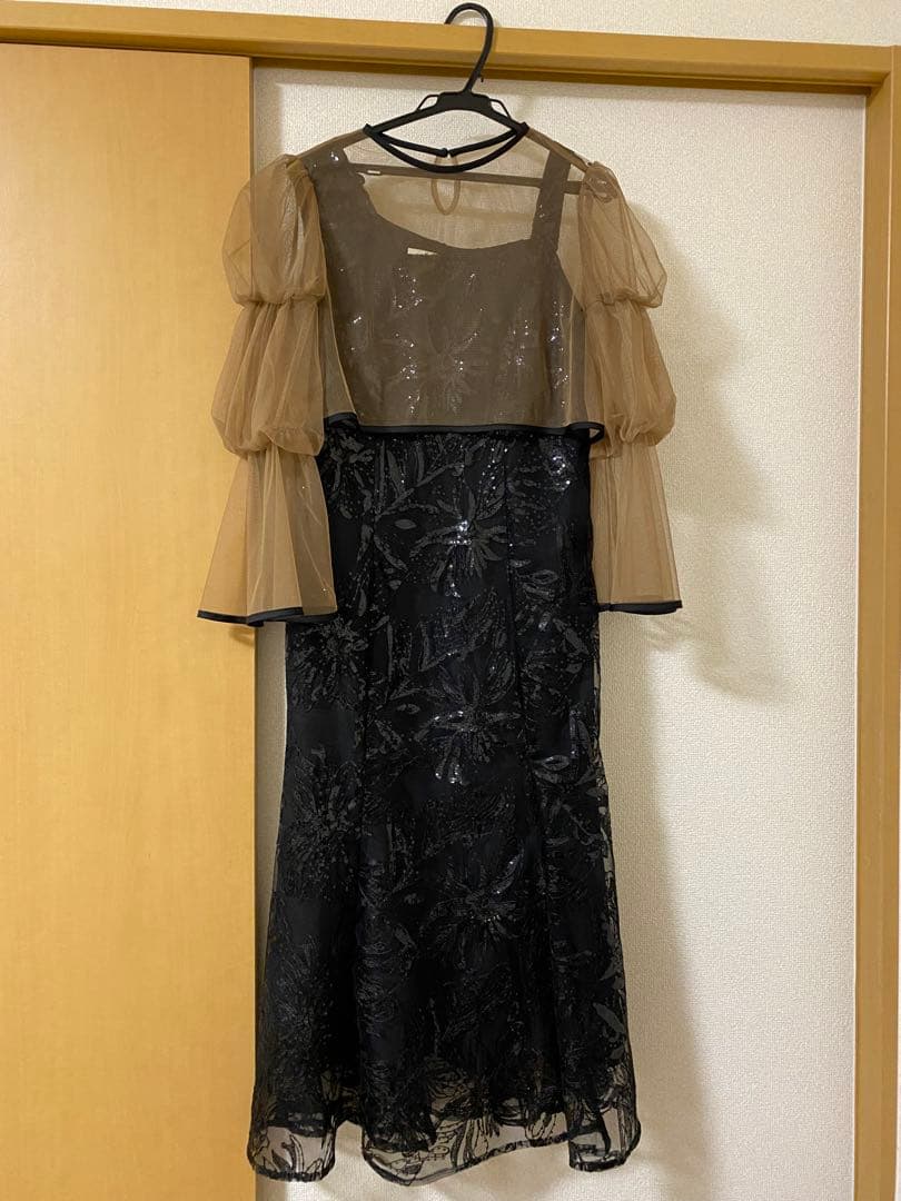 【LEJA】フレアスリーブボレロ花柄刺繍マーメイドドレスワンピース