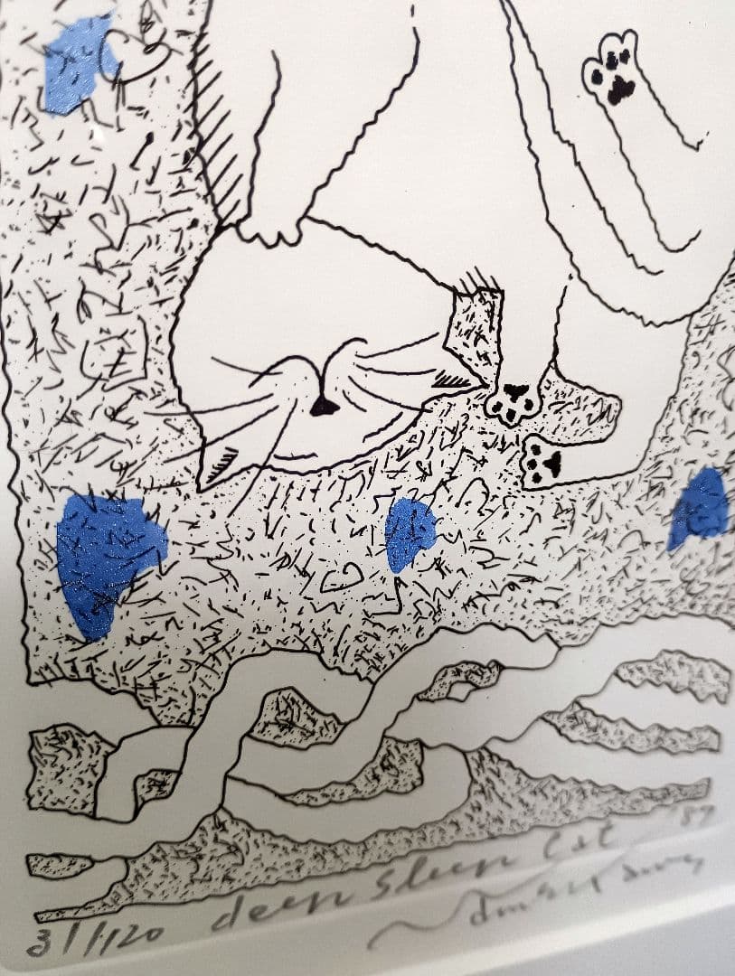 銅版画　ナメ川コーイチ　滑川公一　手彩色　直筆サイン　限定　イラストレーター　猫