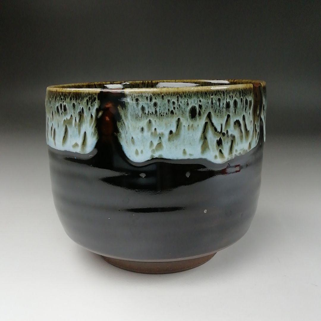 Ｔ３４０　茶碗　『灰釉流紋』『陶香園　加藤香山 作』　共箱　抹茶碗　茶道具