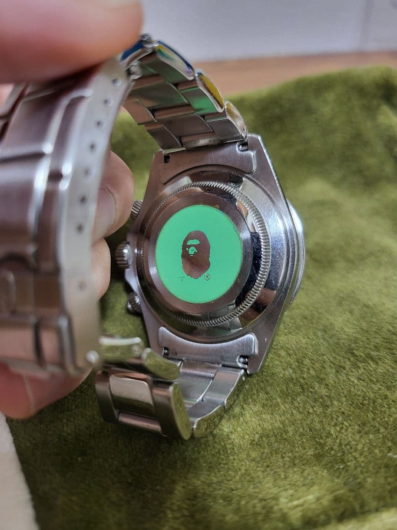 baggio BAPE クロノグラフ 腕時計 イエロー カモフラージュ