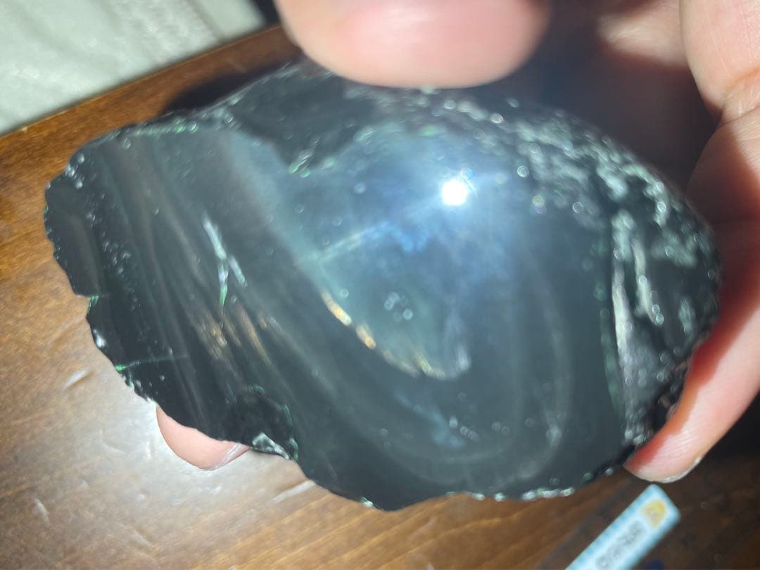 研磨品　十勝玲瓏特級品　両面磨き　ゴールデンレインボーオブシディアン