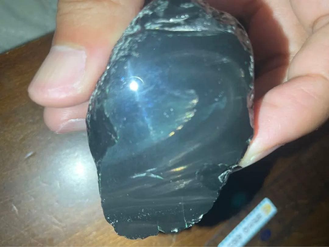 研磨品　十勝玲瓏特級品　両面磨き　ゴールデンレインボーオブシディアン