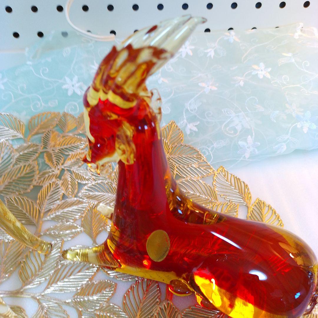 ムラーノベネチアンガラスお対 鹿の置物。