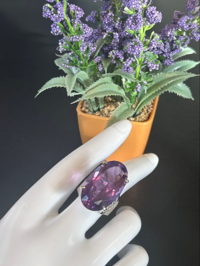 ぶ*ぶ様 天然石アメシスト特大リング16号限定サイズ